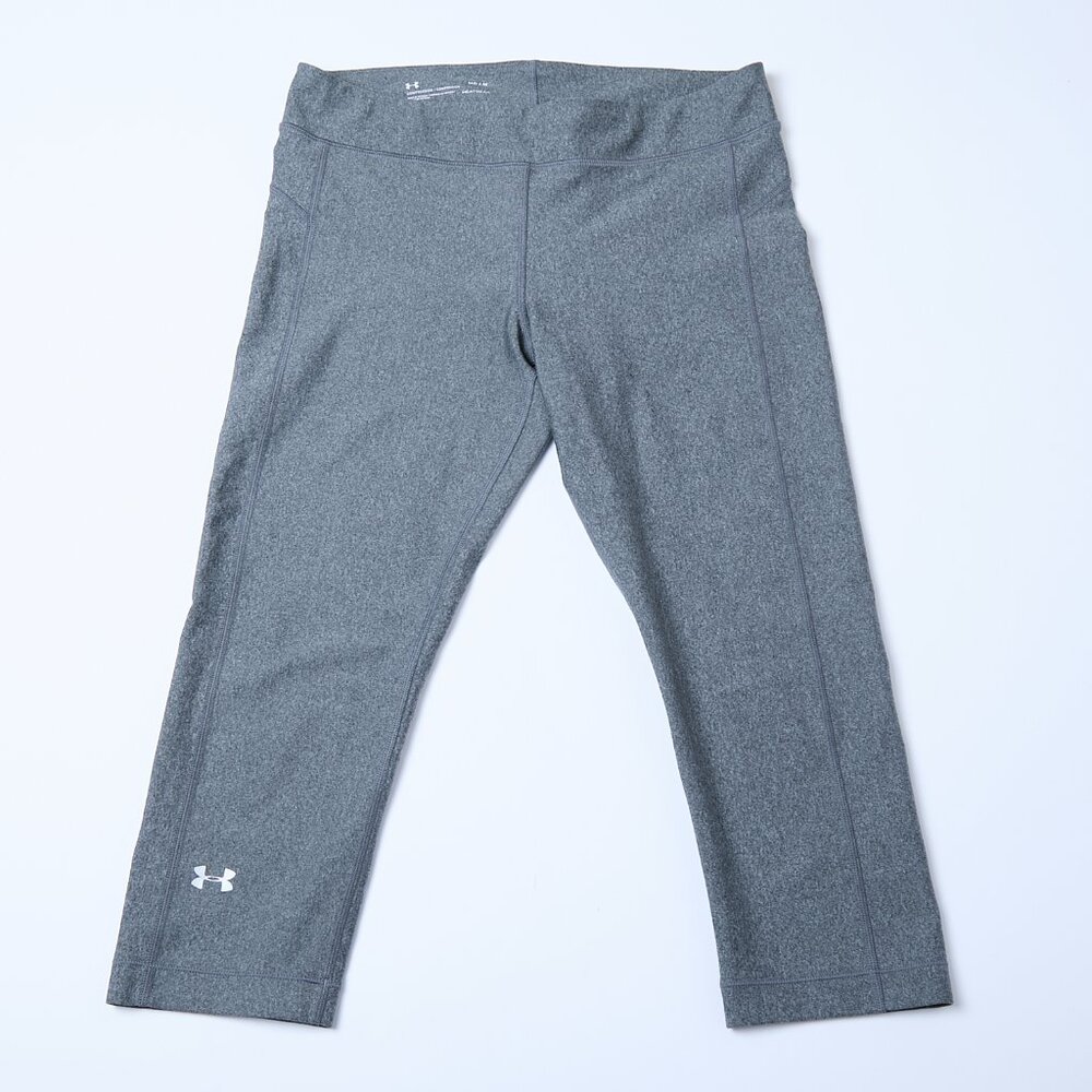 Under Armour Heatgear Compression Workout Cropped Leggings Gray Medium